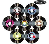 Boao 35 Pièces 7 Pouces Décorations de Fête Rock and Roll des Années 1950 Signes d'Enregistrements Esthétiques Rétro pour Décoration Murale Fête à Thème des Années 50 Fête de Musique