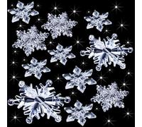 BOAO 35 Pièces Ornements de Flocons de Neige en Cristal Acrylique Pendentif d’Arbre de Noël de Bricolage Décoration Thème de Flocon de Neige d'hiver