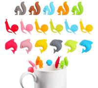Boao 36 Pièces Supports de Sachets de Thé en Silicone Clip de Sachet de Thé Coloré Supports Sachets Thé en Forme d'animaux pour Les Marqueurs de Tasse et de Tasse Formes de Requin Écureuil Escargot
