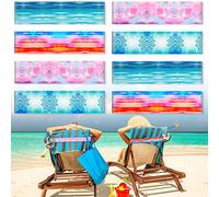 BOAO 8 Pcs Large Towel Bands for Beach Chairs 15.75" x 1.97" Cruise Chairs Towel Bands Elastic Windproof Lounge Clips Strap Holder for Summer Pool Hawaiian Accessories Gifts (Gradient Style)
