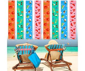 BOAO 8 Pcs Large Towel Bands for Beach Chairs 15.75" x 1.97" Cruise Chairs Towel Bands Elastic Windproof Lounge Clips Strap Holder for Summer Pool Hawaiian Accessories Gifts (Fruit)