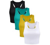 BOAO Haut Court Basique pour Femme, Noir, Blanc, Jaune Vif, Vert, S