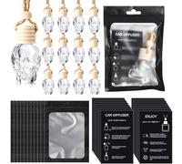 Boao Lot de 100 flacons diffuseurs de désodorisant de voiture à suspendre avec carte d'instructions (français non garanti) et sac holographique refermable de 10,2 x 15,2 cm pour huiles essentielles de