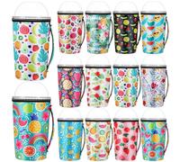 Boao Lot de 12 manchons isolants en néoprène pour tasse à café glacé, avec poignée (946 ml, 1 pièce, style fruit)