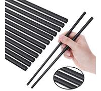 Boao Lot de 12 paires de baguettes réutilisables en fibre de verre, passent au lave-vaisselle, légères (noir)
