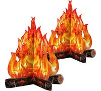 BOAO Lot de 2 Faux de Camp artificiels en Carton 3D, décoration de Camping, pour Enterrement de Vie de Jeune Fille, fête de Noël (30,5 x 25,4 cm, Orange/Or)