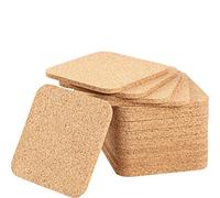 Boao Lot de 20 Dessous de Verre carrés absorbants en liège de 5 mm d'épaisseur 10,2 x 10,2 cm