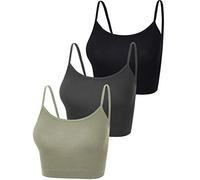 Boao Lot de 3 camisoles court sans manches à bretelles spaghetti pour femme, Taille M