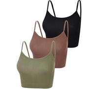 Boao Lot de 3 camisoles court sans manches à bretelles spaghetti pour femme, Taille M