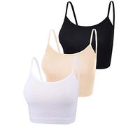 Boao Lot de 3 camisoles court sans manches à bretelles spaghetti pour femme, Taille M