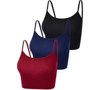 Boao Lot de 3 camisoles court sans manches à bretelles spaghetti pour femme, Taille M