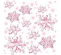 BOAO Lot de 35 Flocons de Neige en Cristal Acrylique pour Sapin de Noël - Décoration d'hiver sur Le thème de la Neige (Rose Clair Clair)