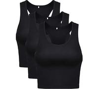 Boao Lot de 4 débardeurs Courts Basiques sans Manches Dos Nageur pour Femme, Noir, Taille S