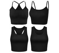 BOAO Lot de 4 débardeurs pour Femme, Noir, XL