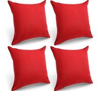 Boao Lot de 4 Housses de Coussin carrées décoratives et imperméables avec revêtement en polyuréthane pour extérieur, terrasse, Balcon, Jardin, terrasse, canapé, Tente, 45,7 x 45,7 cm (Rouge)