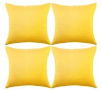 BOAO Lot de 4 Housses de Coussin carrées décoratives et imperméables avec revêtement en polyuréthane pour extérieur, terrasse, Balcon, Jardin, terrasse, Sofa, Tente, 45,7 x 45,7 cm (Jaune Vif)