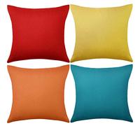 Boao Lot de 4 Housses de Coussin carrées décoratives et imperméables avec revêtement en polyuréthane pour extérieur, terrasse, Balcon, Jardin, terrasse, canapé, Tente, 45,7 x 45,7 cm (Multicolore)