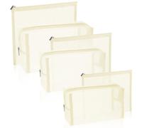 Boao Lot de 6 trousses de maquillage en maille avec fermeture éclair pour la maison, le bureau, les accessoires de voyage (beige)
