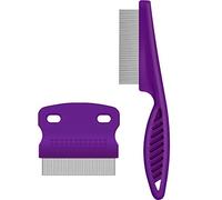 Boao Peigne à Poux 2 Pièces pour Chats Acier Inoxydable, Violet