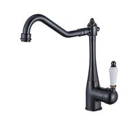 BOAOTX Robinet de cuisine noir rétro, robinet de cuisine maison de campagne, rotatif à 360 ° - Robinet d'évier antique - Mitigeur monocommande - Évier de cuisine en laiton - Huile frottée bronze