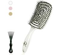 Boar Bristle And Nylon Hair Brush-Painless Magic Detangling-All Types (Curly,Thick,Afro..)-Scalp Scalp Massage-Ideal For Women And Children (White)