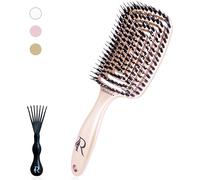 Boar Bristle And Nylon Hair Brush-Painless Magic Detangling-All Types (Curly,Thick,Afro..)-Scalp Scalp Massage-Ideal For Women And Children (Pink)