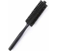 Boar Bristle Hair Brush 1.25 inch Small Round Brush for Blow Dry Brush with Natural Wood Handle Hair Brush for Women Beard Brush for Men (Black)