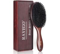 Boar Bristle Hair Brush for Women Men Kids Detangling and Styling Natural Bristles for Fine Fine Hair-Hard Bristles