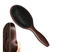 Boar Bristle Hair Brush, Wooden Air Cushion Paddle Brush | Natural Boar Bristles with Rounded Tips and Flexible Air Cushion Base, Wooden Paddle Handle for Smoothing Frizz