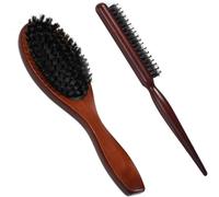 Boar Hair Brush Detangling Brush Natural Boar Bristles with Wooden Handle Boar Bristles for Fine Hair Reducing Damaged Dry Breakage Antistatic Massage