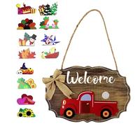 Board De - Décorative, Salutation Extérieure Vintage | Accent De Gnome Interchangeable, Élégant Ornement De Suspension De Saison En Bois, Élégant Porche De Parcours De Parcours