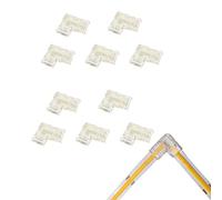 Boarda Connecteurs de bande LED COB,10Pcs 2-Pin Connector Gapless Solderless Connection, Connecting Wires or L Shape Connector for 5mm 8mm 10mm COB LED Strip (5MM, L-90°-Click Connector)