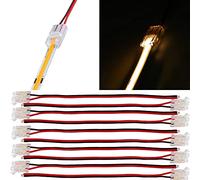 Boarda Connecteurs de bande LED COB,10Pcs 2-Pin Connector Gapless Solderless Connection, Connecting Wires or L Shape Connector for 5mm 8mm 10mm COB LED Strip (8MM, One Connector+15CM Cable)