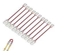 Boarda Connecteurs de Bande LED COB, 10Pcs 2-Pin Sans Soudure, Pour Câbles ou Connecteur en L, 5mm 8mm 10mm COB LED Strip (10MM, Double Connecteur + Câble 15CM)