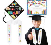 BOARDFEB Lot de 3 écharpes de remise de diplôme 2025 pour enfants et école maternelle 2025 avec certificat, chapeau élastique réglable pour remise de diplôme pour enfants, garçons et filles