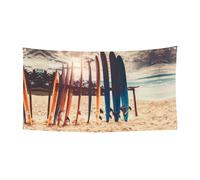 Boards On The Beach Impression Bannière de fête de vacances Décorations avec métal, panneau à suspendre intérieur ou extérieur, œillets, 1 paquet
