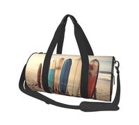 Boards On The Beach Sac de voyage en toile imprimée - Sac de sport de gym avec grande capacité pour week-end d'affaires voyage, Noir , Taille unique