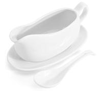 Boat de sauce avec soucoupe 200 ml de bateau en céramique Ensemble bateaux sauce avec cuillère et plateau en profondeur, service bec sans goutte-à-goutte pour sauces, vinaigrettes, crème par