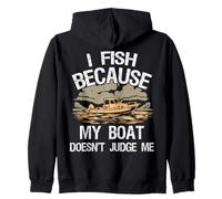 Boat Doesn't Judge Me Fishing Pêcheur Fisherman Fish Hunter Sweat à Capuche