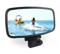 Boat Rear View Mirror (7" x 14"), Universial Wide-Angle Convex Marine Mirror Compatible with 3/4-1 inch Windshield Frames, Clamp Mirrors for Ski, Pontoon, Watercraft, Surfing