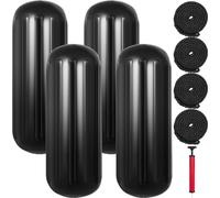 Boats Fender Set 4 pièces - 25,4 x 71,1 cm - pare-chocs noir à trou central - protection d'amarrage pour bateaux - robuste et durable
