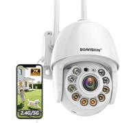 BOAVISION Caméra de sécurité extérieure, WiFi IP sans Fil, système de sécurité Domestique, Vue à 360°, détection de Mouvement, Suivi Automatique, Conversation bidirectionnelle, HD 1080p panoramique