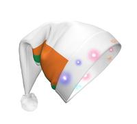 BOAXXL Bonnet de Noël à LED - Bonnet de Père Noël en peluche avec drapeau de la Côte d'Ivoire, design doux pour la peau pour festival fête