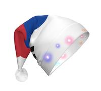 BOAXXL Bonnet de Noël à LED - Bonnet de Père Noël en peluche avec drapeau de la République de Corée - Design doux pour la peau - Pour festival et fête