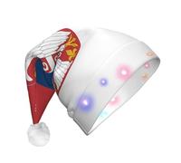 BOAXXL Bonnet de Noël à LED - Bonnet de Père Noël en peluche avec drapeau de la Serbie - Design doux pour la peau - Pour festival et fête