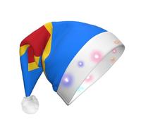 BOAXXL Bonnet de Noël à LED - Bonnet de Père Noël en peluche avec drapeau du Congo imprimé, design doux pour la peau pour festival fête