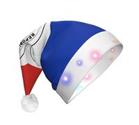 BOAXXL Bonnet de Noël à LED - Bonnet de Père Noël en peluche avec drapeau du Paraguay - Design doux pour la peau - Pour festival et fête
