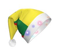 BOAXXL Bonnet de Noël à LED - Bonnet de Père Noël en peluche avec drapeau du Sénégal - Design doux pour la peau - Pour festival et fête