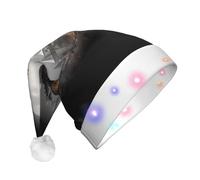 BOAXXL Bonnet de Noël à LED - Bonnet de Père Noël en peluche avec imprimé château au clair de lune - Design doux pour la peau - Pour festival et fête