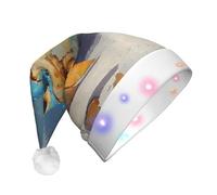 BOAXXL Bonnet de Noël à LED - Bonnet de Père Noël en peluche avec imprimé crabe tendance, design doux pour la peau pour festival fête